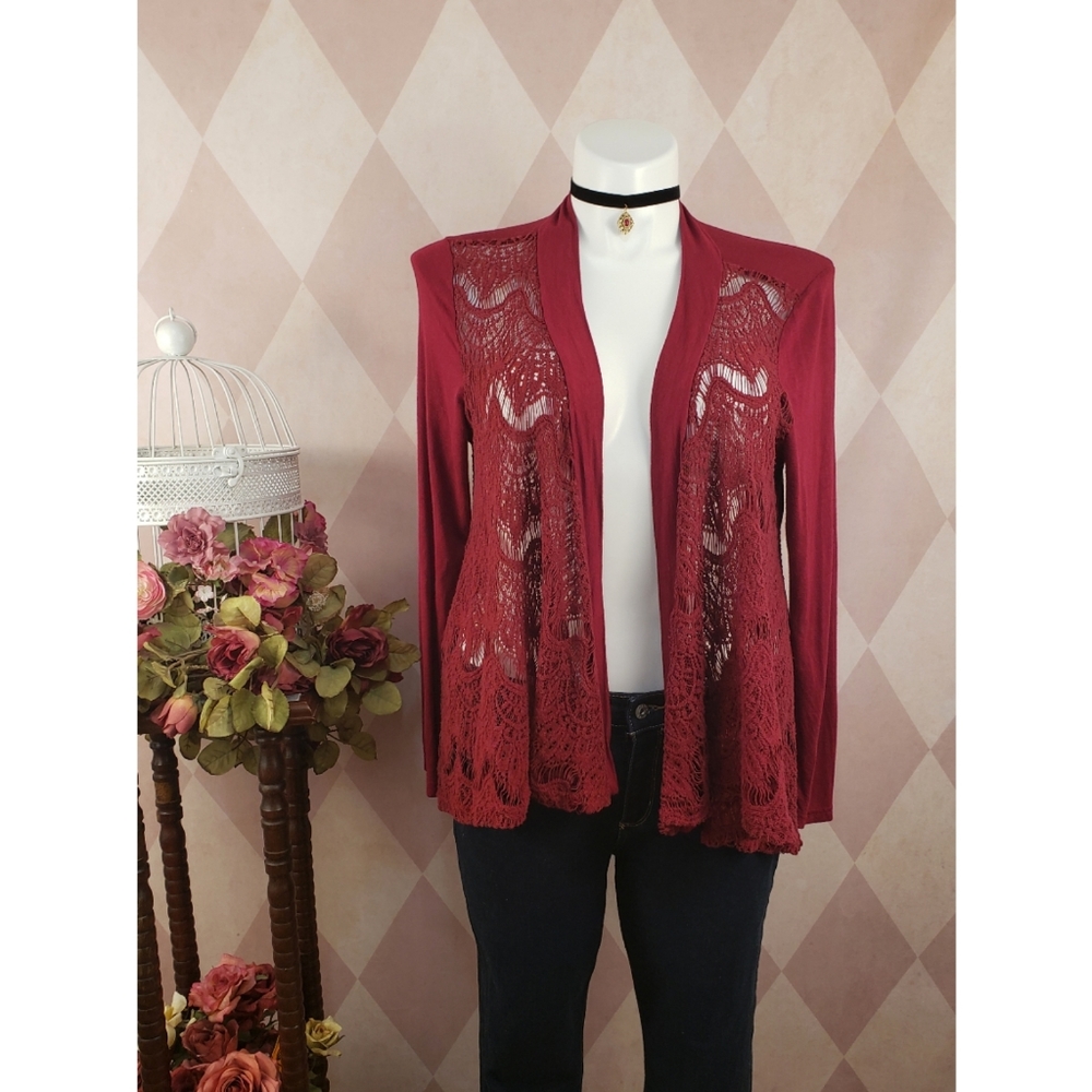 Rue 21 | Maroon Lace Cardigan